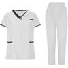 TRIGLICOLEUM Set di scrubs unisex con casacca e pantaloni a maniche corte, scollo a V, abbigliamento da lavoro, ospedale, divise mediche per la cura degli anziani