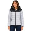 Geographical Norway Atikoclerc - Piumino da donna con cappuccio con cappuccio, leggero con tasche laterali, stampa frontale e bandiera in PVC manica casual mezza stagione