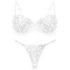Panegy Lingerie Ricamata Trasparente per Donna Reggiseno Sexy E Slip Set Push Up Boudoir Anniversario Bianco Piccolo