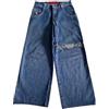 ORANDESIGNE Y2K Jeans Uomo Larghi Pantaloni Cargo Men's Jeans Hip Hop Denim Pantaloni a Gamba Larga Streetwear S Blu XL