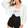 OBiQuzz Giacca di jeans da donna bianca con frange, giacca corta in jeans con frange, giacca sottile da cowboy, cappotto etnico corto con nappe, giacca autunnale, giacca da motociclista leggera estiva