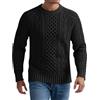 Generisch Maglione invernale da uomo, a maglia fine, in tinta unita, lavorato a maglia, a maglia, a maniche lunghe, alla moda, Nero , S