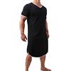 YUFEIDA Pigiama da uomo in cotone, camicia da notte, vestaglia, vestibilità larga, Nero , XL