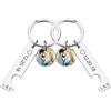 INBLUE Personalizzato Acciaio Inossidabile Coppia Portachiavi per Donne - Inciso Nome Data Cuore Puzzle Etichetta Rotonda con Foto Tagliare