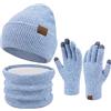 ZASFOU Donna Inverno Berretto Cappelli Sciarpa Touchscreen Guanti Set Caldo maglia teschio Caps per le donne Uomini