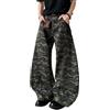 ORANDESIGNE Jeans Baggy da Uomo Pantaloni in Denim Wide Leg Y2K Hip Hop Moda Casual Streetwear Loose Jeans Skater a Gamba Larga E Camuffamento S