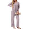 GRECERELLE Pigiama da donna, set loungewear elegante a due pezzi, in lana riciclata, outfit autunnale, con maniche lunghe e pantaloni larghi, Rosa chiaro, XL