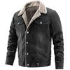 ORANDESIGNE Giacca di Jeans da Uomo in Velluto Spesso Jacket Militare da Cowboy in Pile Invernale Caldo Capispalla Multi Tasche Invernale Parka Cappotto A Nero 3XL