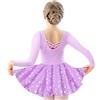 DANSHOW Body da Danza Classica per Ragazze Body da Danza a Maniche Lunghe Body da Danza per Bambini(40421-09Y-M)