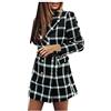 Generisch Giacche da donna invernali lunghe misto lana cappotto elegante giacca invernale a scacchi doppio petto trench giacca invernale da donna cappotto invernale giacca calda da donna giacche da