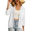 GRECERELLE Cardigan estivo da donna lavorato a maglia, coprispalle da donna, leggero, morbido, casual, con bordi smerlati, cardigan per abito estivo da sera o matrimonio, bianco, S
