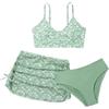 SEAUR Costume da Bagno Tre Pezzi Ragazze Costume da Bagno Regolabile Bikini Triangolo Bambina Gonna da Bagno Verde 8-9 Anni