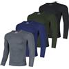 AMZSPORT Maglia Compressione Uomo Maglia Termica Manica Lunga Maglietta Palestra Compression Shirt Ciclismo Running Sportiva, Confezione da 4 Nero Grigio Blu Verde L