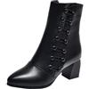 OBiQuzz Stivaletti neri da donna Chelsea Stivali eleganti in pelle, con tacco a blocco, con chiusura lampo, antiscivolo, da lavoro, taglia 36-42, Nero , 36