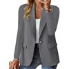 Generico Blazer da Donna per Lavoro Casual, Blazer Aperto sul Davanti a Maniche Lunghe (Gray,XXL)