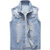 KUDORO Giacca Jeans per Uomo Senza Maniche Vintage Strappato Gilet di Jeans da Uomo Gilet Denim