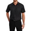 HISDERN Camicia Nera Uomo Maniche Corte Camicie Elegante da Formal in Fibra di bambù Camicia Uomo Estiva Regular Fit Business XL