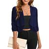 Famulily Coprispalle estivi da donna in morbido chiffon, scialle increspato, blazer corto cardigan, top a mezza manica, cardigan bolero sottile, Blu, M