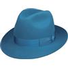Borsalino Cappello Bogart Marengo Donna/Uomo - Made in Italy Lana di Feltro Pelo con Nastro Grosgrain Inverno Estate/Inverno - 58 cm Azzurro