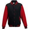 AWDis Just Hoods Just Hoods - Giacca College Varsity Jacket, unisex Jet Black/Fire Red XXL