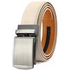ZXIJHKOD Cintura da uomo nera con fibbia automatica argentata a cricchetto, design vintage, ideale per jeans e pantaloni eleganti.,Beige,115 cm / 45