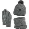 Generico Completo Cappello E Sciarpa 𝐃onna Set di Guanti Sciarpa Cappello Lavorato a Maglia per Donna Guanti Caldi Sciarpa Invernale Set Invernale per Regalo per la Stagione Sciarpa E Guanti