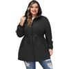 Hanna Nikole Impermeabile con cappuccio da donna taglie forti giacca outdoor antivento impermeabile, Nero , 24 Plus