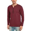 WAZZAP Maglietta Uomo Manica Lunga Henley Scollo a V Fit T-Shirt Casual con Bottoni