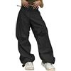 ORANDESIGNE Pantaloni Cargo da Donna Larghi a Vita Alta Dritti Gamba Larga Pantaloni Larghi Denim Y2k Aesthetic Vintage Jeans Pantaloni Ragazze Adolescenti E-Girl Streetwear H Nero S