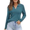 Arach&Cloz Polo da Donna Autunno Inverno in Morbido Misto Lana Maniche Lunghe(Blue, L)