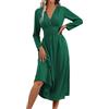 QUNERY Abito Donna Estivo Manica Corta Vestiti Vita Alta A Line Abiti Scollo a V Elegante Vestito Estivi Lunghi Casual Abito Spiaggia