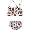 Aisyee Costume da bagno da bambina in due pezzi, costume da bagno hawaiano, volant, floreale, per ragazze, 3-16 anni, Bikini leopardato marrone, 9-10 Anni