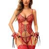 RSLOVE Babydoll - Lingerie da donna con giarrettiere, set di biancheria intima sexy, 4 pezzi, con porta giarrettiere, vestito in pizzo, abbigliamento da notte