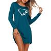 Demegimi Camicia da Notte Donna con Stampa a Cuore Camicia da Notte Cotone e Scollo Rotondo Manica Lunga Stile Romantico e Femminile