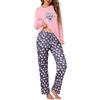 Demegimi Pigiama Donna Cotone Invernale Due Pezzi Manica Lunga con Stampa Gufo Collo Rotondo Morbido e Caldo Loungewear per Casa e Notte