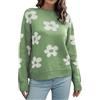 Generico Maglia Mezza Manica Girocollo Colore Manica Lunga Modello a Over Size Donna Casual Maglione Lavorato a Maglia Allentato Maglie Donna Rosa (Green, L)