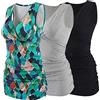 COLOMI maternità Allattamento Canotta Abbigliamento Premaman Top Sleep Reggiseno per L'Allattamento al Seno (Black+Grey+Green Print/3Pack, S)