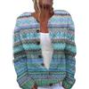 Generisch Cardigan da donna, maglione norvegese, elegante, casual, lavorato a maglia, jacquard, classico, colorato, lavorato a maglia grossa, cardigan con bottoni, cardigan da donna, Celeste., XL