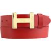 BELTINGER Cintura firmata HENRY in pelle bovina pieno fiore 4 cm | Cintura elegante per uomo e donna 40mm | Oro lucido | Rosso 80cm