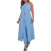 shownicer Tailleur Donna Eleganti Estivi 2 Pezzi Tailleur Pantalone Tuta Tute Complete Gilet Pantaloni A Vita Alta Casuale Abbigliamento da Lavoro Tempo Libero Streetwear A Azzurro M