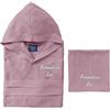 Cieffepi Home Collections MYFIT Set Microfibra Personalizzabile Accappatoio Unisex con cappuccio + Telo (IT, Testo, S, Regular, Regular, Rosa Antico)