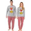 United Labels Pigiama Grinch Unisex, Grigio/Rosso, S, Pigiama Lungo per Uomo e Donna, Inverno Natale