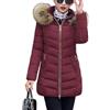 ORANDESIGNE Cappotto Invernale Donna Piumino Giacca Lungo Giubbino con Pelliccia Cappuccio Piumino Cappotti Eleganti Caldo Parka Outwear Trench Giubbotto con Zip e Tasche