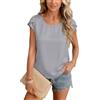 Yommay Maglietta estiva da donna, in chiffon, elegante, casual, leggera, sottile, morbida, basic slim fit, grigio., XXL