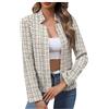pvucpot Giacca blazer da donna in tweed scozzese autunnale, con colletto a intaglio aperto sul davanti, elegante cappotto blazer in tweed