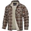 TACVASEN Uomo Camicia Termica in Pile e Flanella da Boscaiolo Casual Giacca (XL, Marrone)