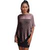 creazioni unique Poncho Coprispalle da Donna Elegante da Cerimonia o Sera - Poncho Donna in Rete di Viscosa Termica con Essenza di Fiore di Ciliegio (Tortora Argento)
