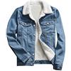 OnaiC Giacca di jeans foderata da donna invernale - Giacca in denim con pelliccia, revers in pelliccia, mantello in pile, jeans invernali con maniche lunghe, antivento, giacca corta, invernale, in