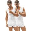 e.VIP - Confezione da 2 canottiere da uomo Marco, 15481, in cotone + modal, traspiranti, bianco, L