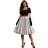 Dasongff Abito vintage anni '50 Pin Up da donna, abito da guinguette, da donna, anno 50, abito rockabilly, anni '50, maniche corte, a pois, abiti da cocktail swing per carnevale, ballo di fine anno, sera